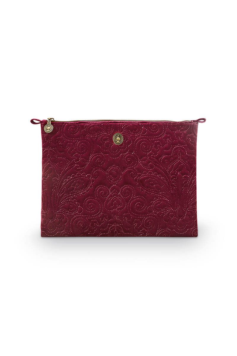 Cosmetic Flat Pouch Velvet Days Red